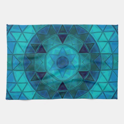 Mosaic Mandala Flower Blue Kitchen Towel