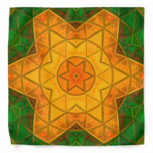 Mosaic Mandala Flower Green and Yellow Bandana