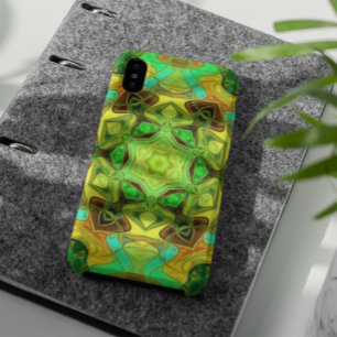 Mosaic Mandala Flower Green Blue and Yellow iPhone 11 Case