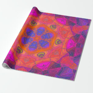Mosaic Mandala Flower Orange Purple and Pink Wrapping Paper