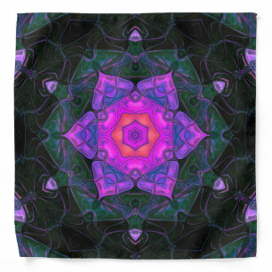 Mosaic Mandala Flower Pink and Black Bandana