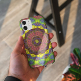 Mosaic Mandala Flower Pink Yellow and Green iPhone 11 Case