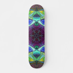 Mosaic Mandala Flower Purple Blue and Green Skateboard