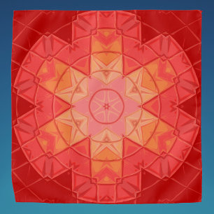 Mosaic Mandala Flower Red and Orange Bandana