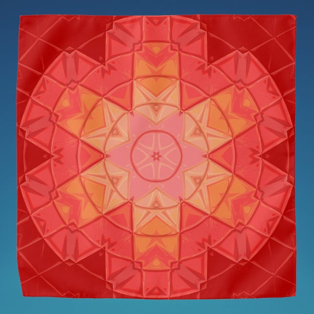 Mosaic Mandala Flower Red and Orange Bandana (Creator Uploaded)