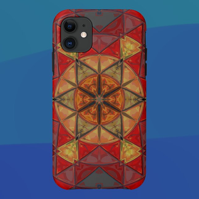 Mosaic Mandala Flower Red Blue and Yellow Case-Mate iPhone Case (Creator Uploaded)