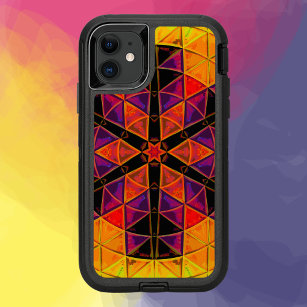 Mosaic Mandala Flower Red Purple and Orange OtterBox Defender iPhone 11 Case