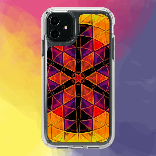 Mosaic Mandala Flower Red Purple and Orange Speck iPhone 11 Case