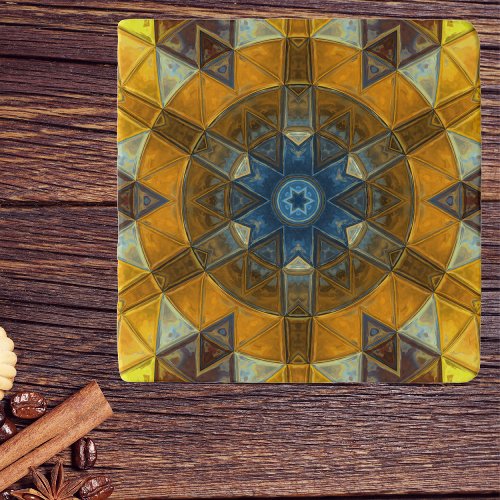 Mosaic Mandala Flower Yellow and Blue Trivet