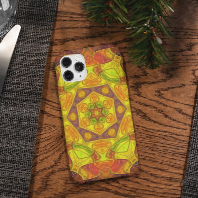 Mosaic Mandala Flower Yellow Orange and Purple Case-Mate iPhone Case (Creator Uploaded)