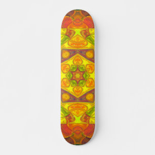 Mosaic Mandala Flower Yellow Orange and Purple Skateboard