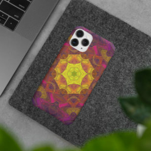 Mosaic Mandala Flower Yellow Pink and Purple iPhone 11 Case