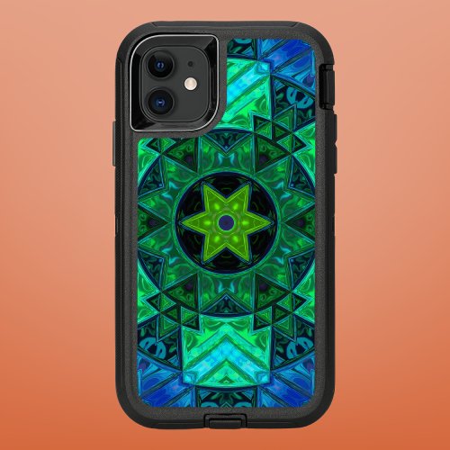 Mosaic Mandala Green and Blue OtterBox Defender iPhone 11 Case