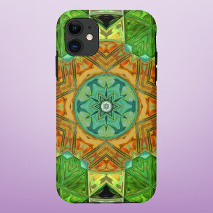 Mosaic Mandala Orange and Green iPhone 11 Case
