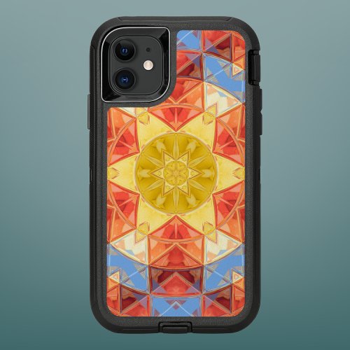 Mosaic Mandala Orange Blue and Yellow OtterBox Defender iPhone 11 Case