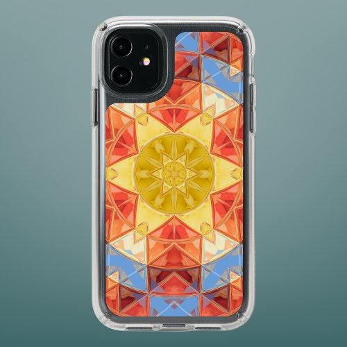 Mosaic Mandala Orange Blue and Yellow Speck iPhone 11 Case