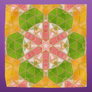 Mosaic Mandala Orange Green and Pink Bandana