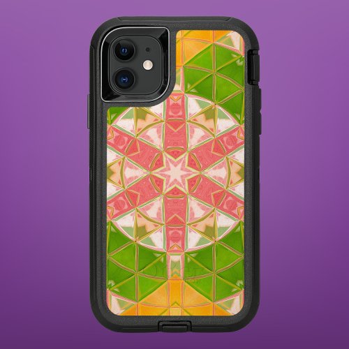 Mosaic Mandala Orange Green and Pink OtterBox Defender iPhone 11 Case