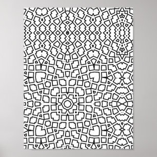 Mosaic Mandala Pattern Coloring Page Geometric Poster