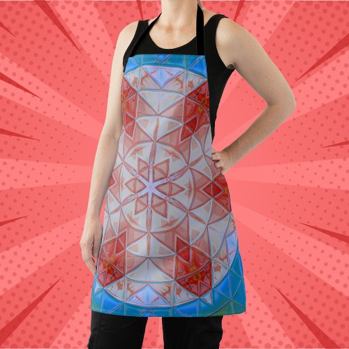 Mosaic Mandala Red White and Blue Apron