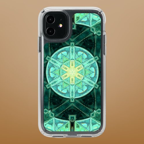 Mosaic Mandala Teal and Yellow Speck iPhone 11 Case