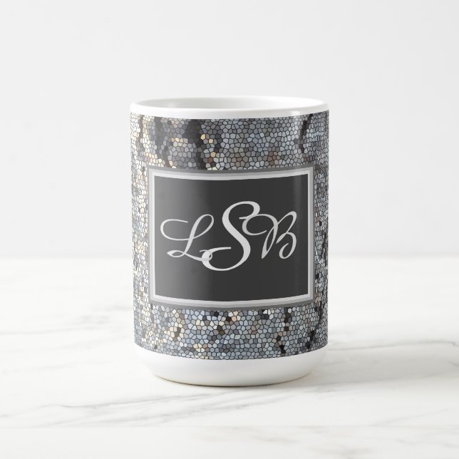 Mosaic Masuline Color Tile Pattern Monogram Coffee Mug (Center)