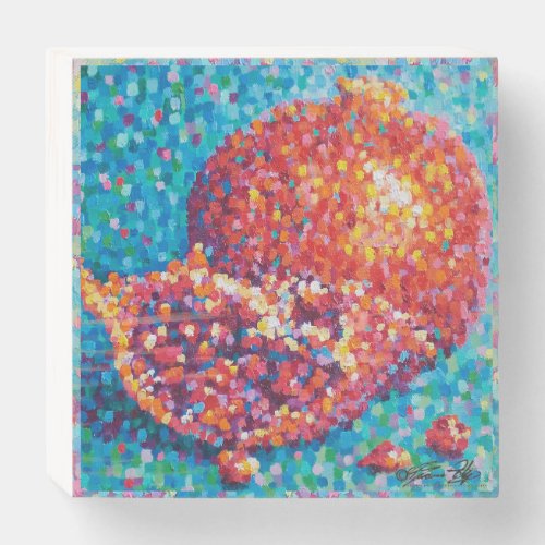 Mosaic Medley Pomegranate pointillism Wooden Box S