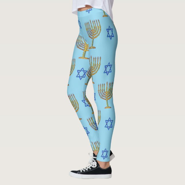 Mosaic Menorahs + Stars Leggings (Left)