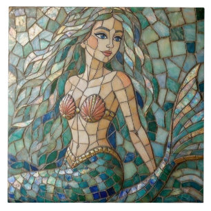 Mosaic Mermaid Ceramic Tile