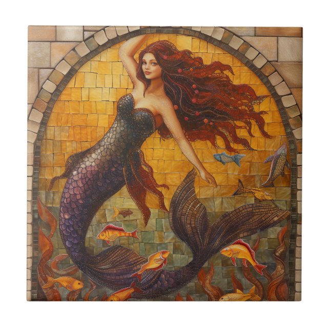 Mosaic Mermaid Ceramic Tile (Front)