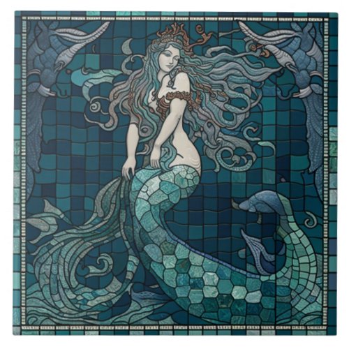 Mosaic Mermaid Ceramic Tile