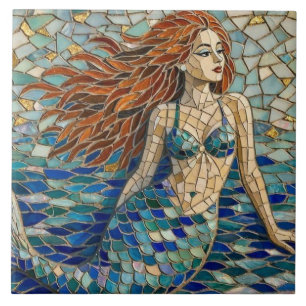 Mosaic Mermaid Ceramic Tile