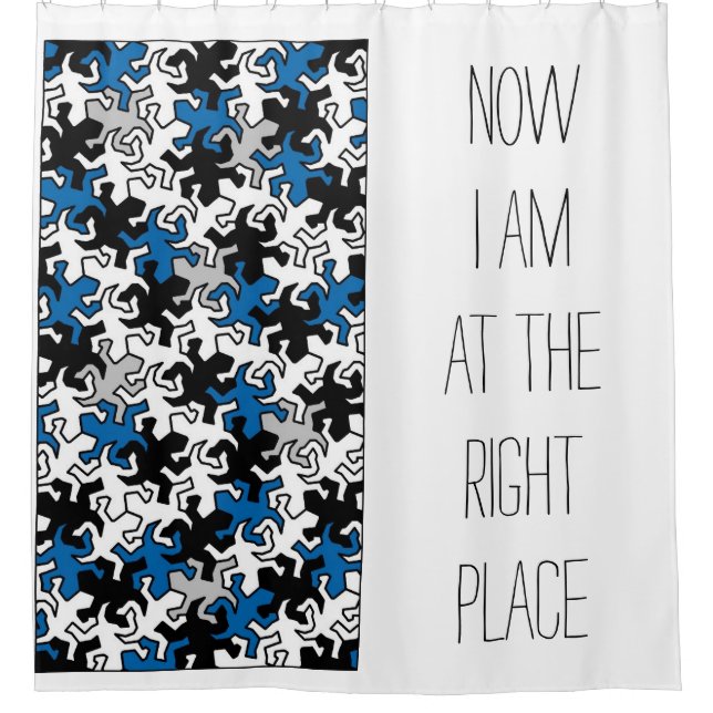 Mosaic Mirror Geckos Pattern - blue black white Shower Curtain (Front)