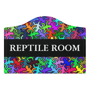 Mosaic Mirror Geckos Pattern - multi colored Door Sign