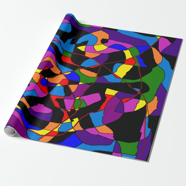 Mosaic mixed vibrant colored wrapping paper (Unrolled)