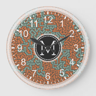 Mosaic Modern Monogram #14 Large Clock