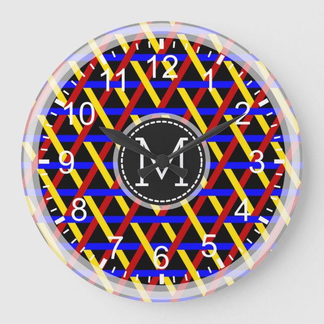 Mosaic Modern Monogram #15 Large Clock (Front)