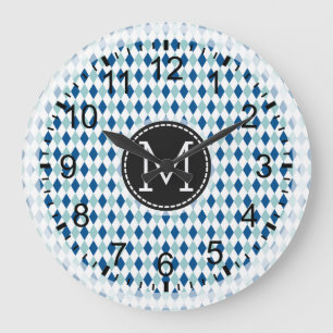 Mosaic Modern Monogram #6 Large Clock
