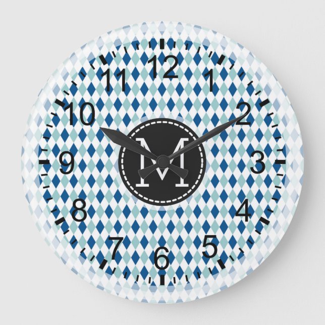 Mosaic Modern Monogram #6 Large Clock (Front)