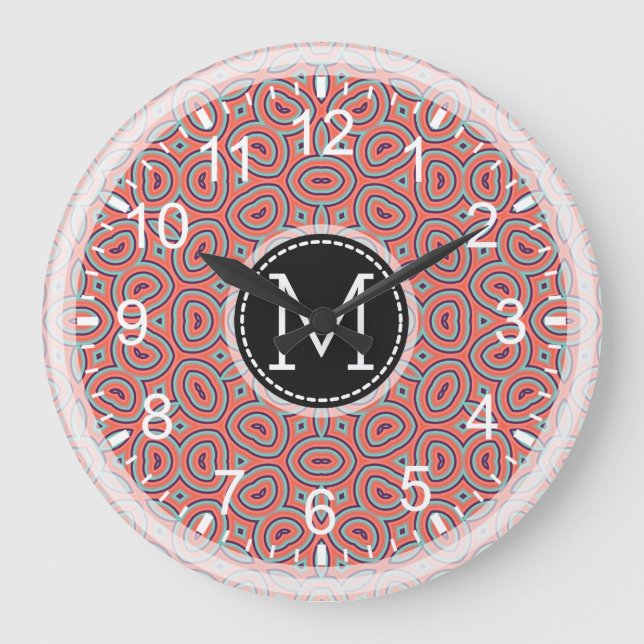 Mosaic Modern Monogram #9 Large Clock (Front)