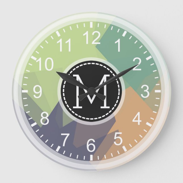Mosaic Modern Monogram Large Clock (Front)