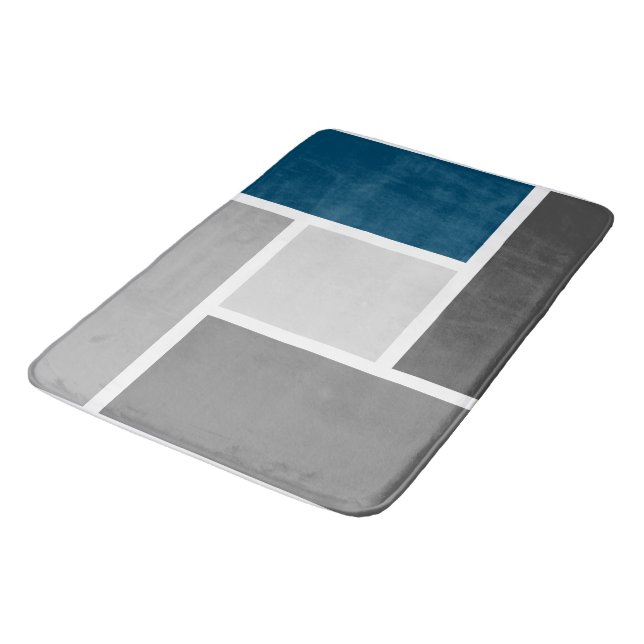 Mosaic Modern Teal White and Gray Bath Mat (Angled)