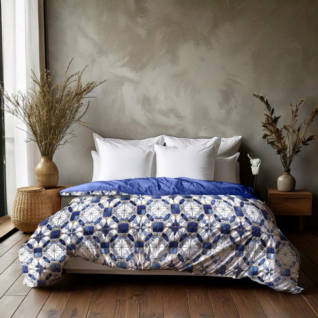 Mosaic Moroccan Tile Pattern#2 Blue White ID1078 Duvet Cover (Creator Uploaded)