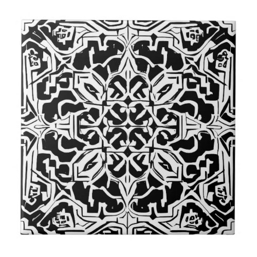Mosaic Moroccan Tile Pattern in Black and White