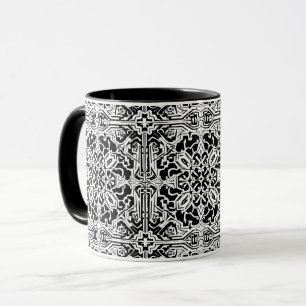Mosaic Moroccan Tile Pattern in Black and White Mug