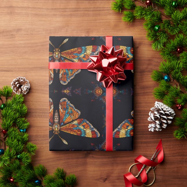 Mosaic Moth Butterfly   Wrapping Paper (Holiday Gift)