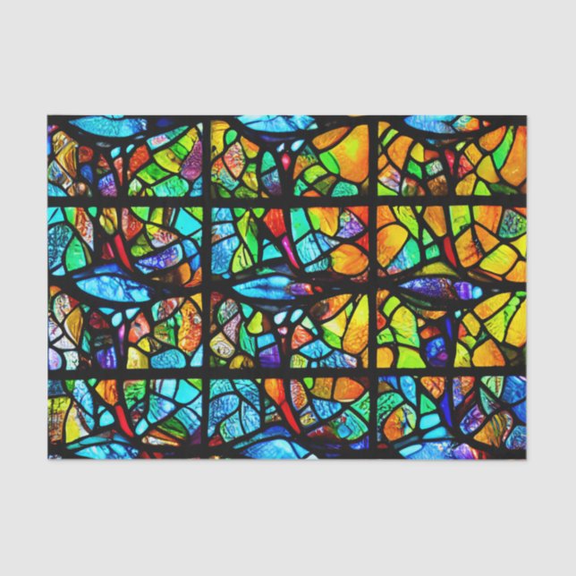 Mosaic Multicolour Stained Glass Effect Decoupage Tissue Paper (Front)