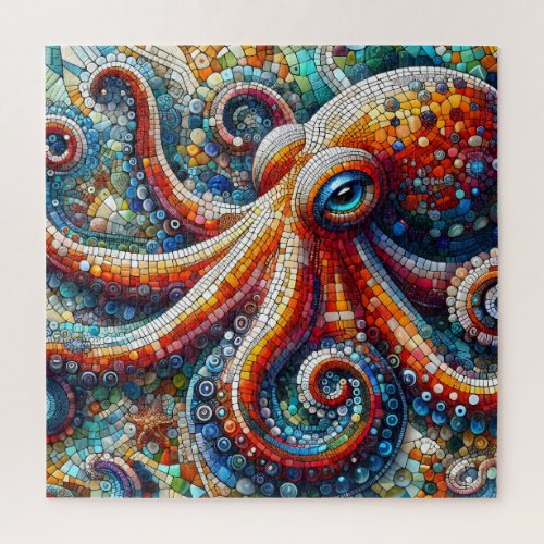 Mosaic Octopus Artistic Ocean Colorful Sea Life Jigsaw Puzzle