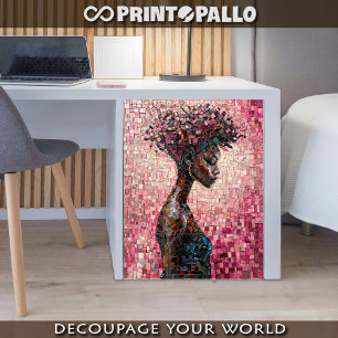 Mosaic of a black woman in purple world tissue paper
