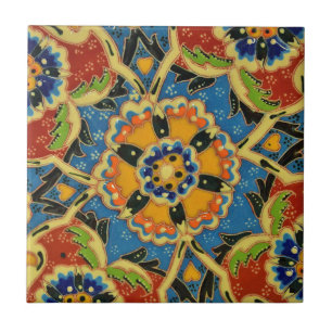 Mosaic of flowers ceramic tile